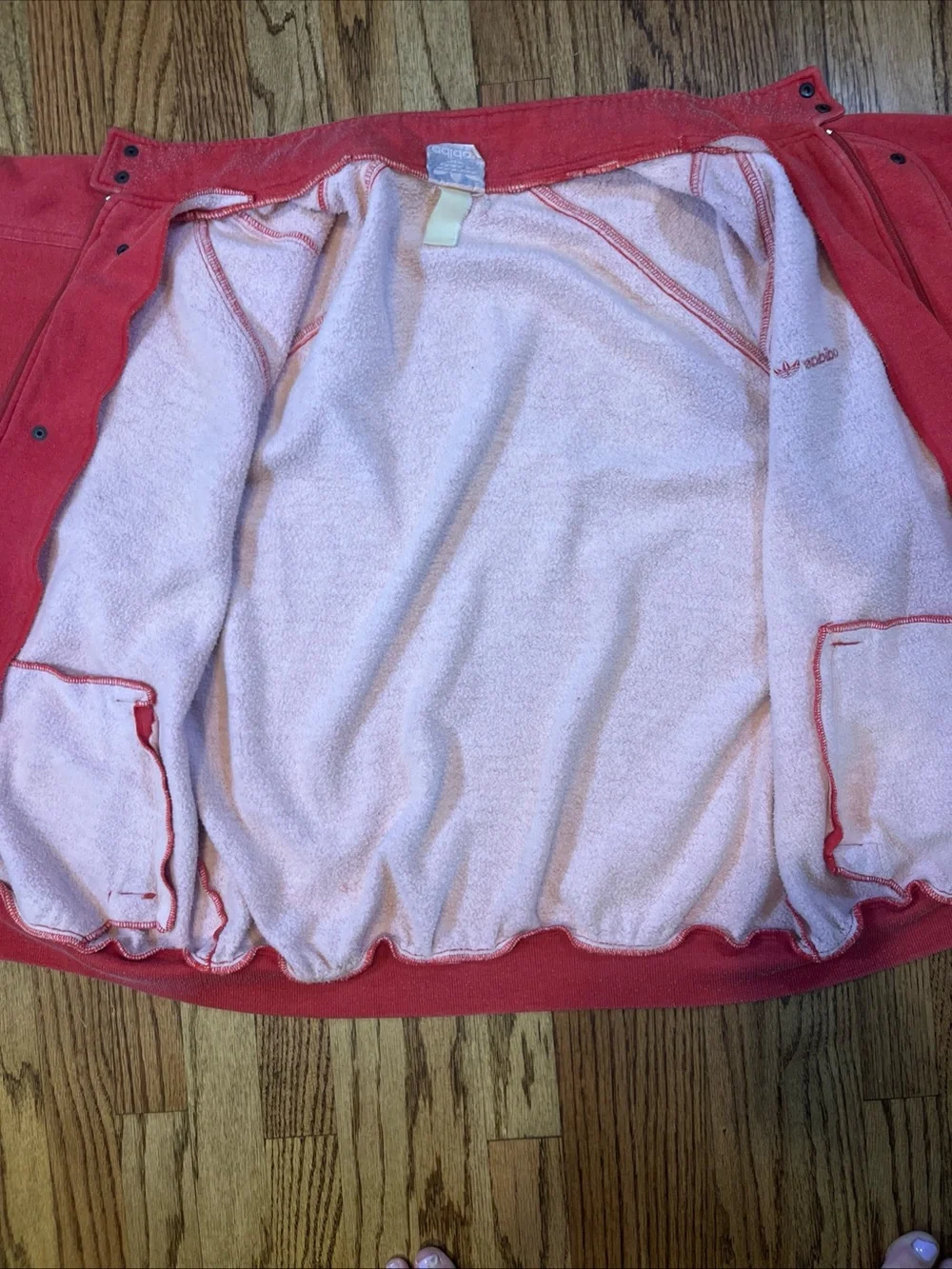 Vtg 80s ADIDAS Trefoil Track Bomber Jacket Full Zip Snap Blokecore Taiwan L/XL